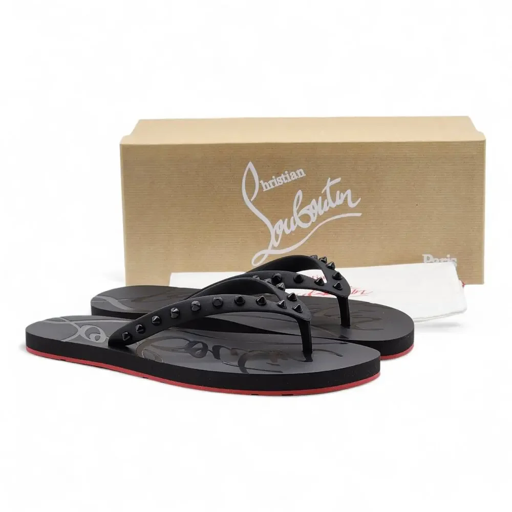 Christian Louboutin Loubi Flip Studded Flip Flops in Black - Picture 1 of 16